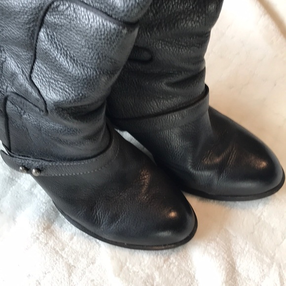 Sam Edelman tall black leather boots-size 8-4”heel - Picture 6 of 9
